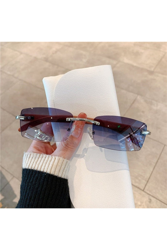 Lunettes de soleil sans monture à motif bois