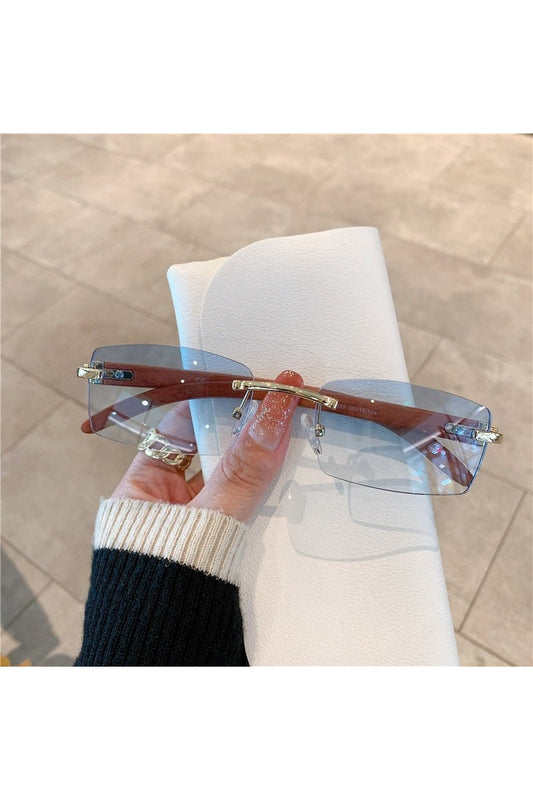 Lunettes de soleil sans monture à motif bois