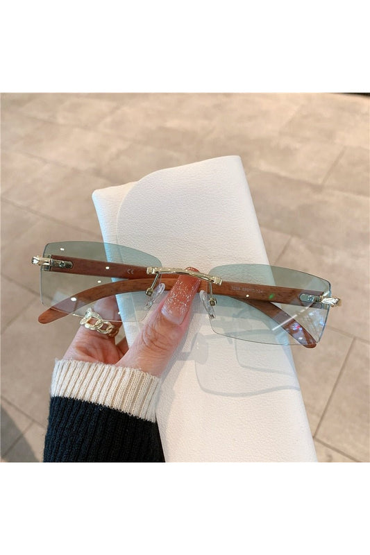 Lunettes de soleil sans monture à motif bois