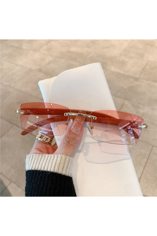Lunettes de soleil sans monture à motif bois