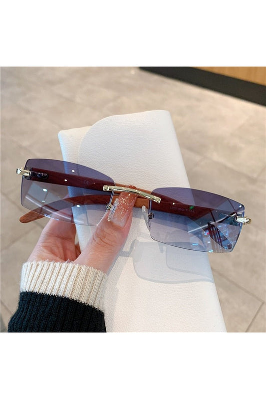 Lunettes de soleil sans monture à motif bois