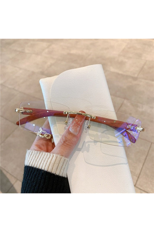 Lunettes de soleil sans monture à motif bois