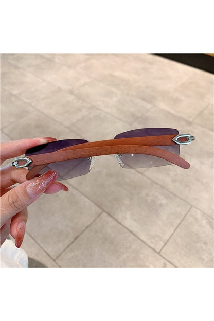 Lunettes de soleil sans monture à motif bois