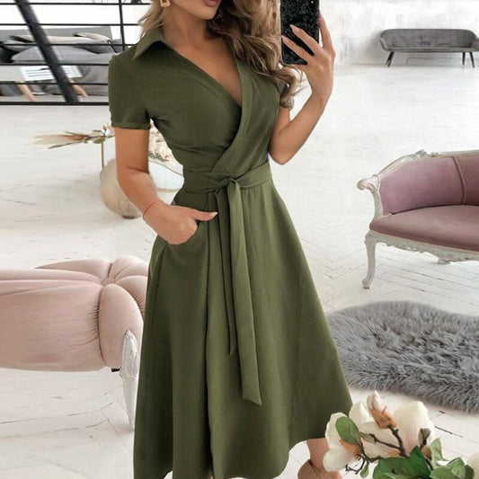 Robe A-Ligne à Nouer Élégante pour Femmes