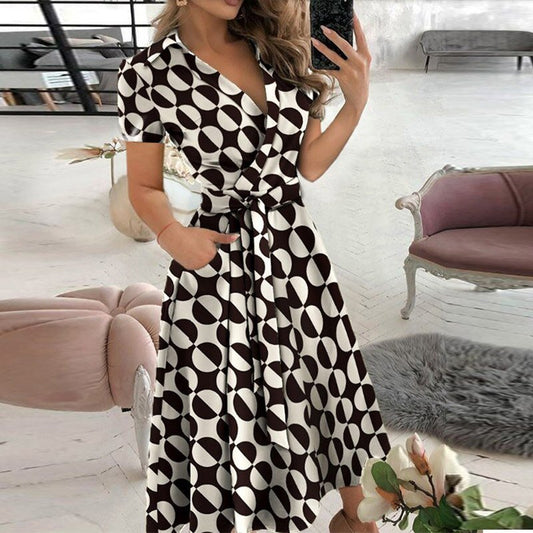 Robe A-Ligne à Nouer Élégante pour Femmes