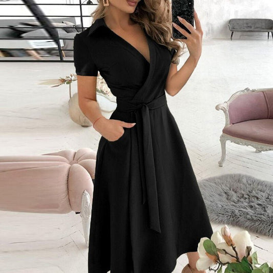 Robe A-Ligne à Nouer Élégante pour Femmes