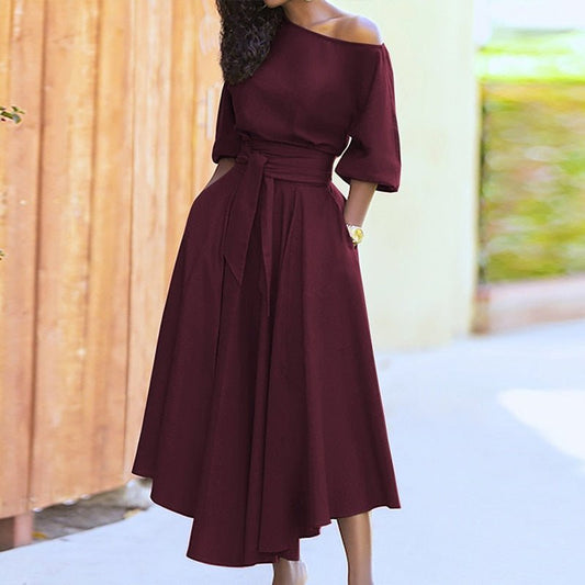 Robe A-Ligne à Nouer Élégante pour Femmes