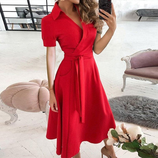 Robe A-Ligne à Nouer Élégante pour Femmes