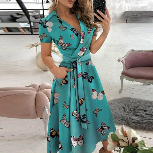 Robe A-Ligne à Nouer Élégante pour Femmes