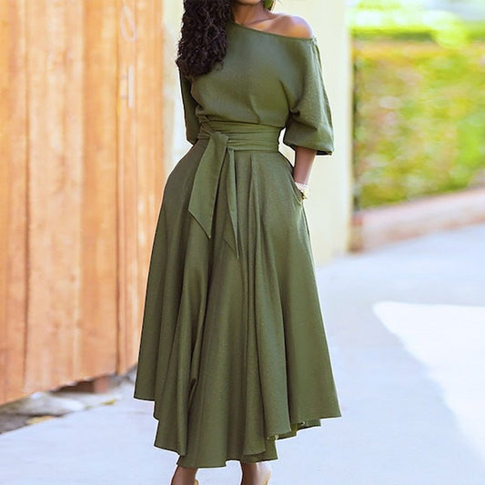 Robe A-Ligne à Nouer Élégante pour Femmes