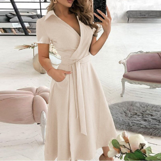 Robe A-Ligne à Nouer Élégante pour Femmes