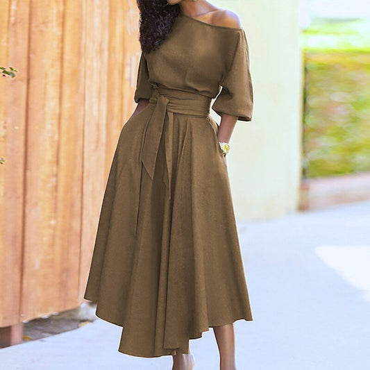 Robe A-Ligne à Nouer Élégante pour Femmes