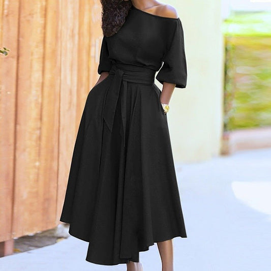 Robe A-Ligne à Nouer Élégante pour Femmes