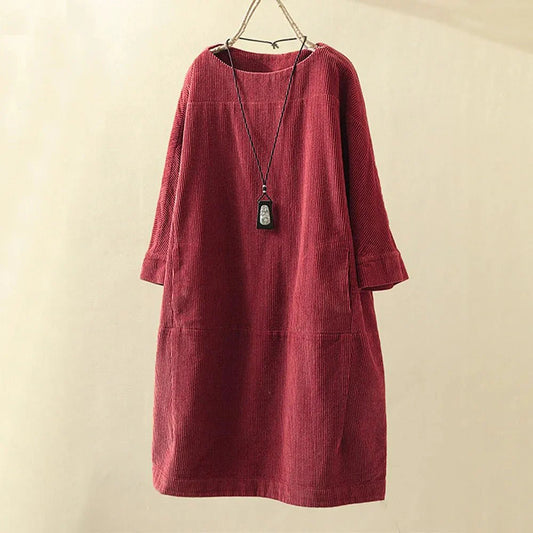 Robe A-line en Velours Côtelé pour Femmes