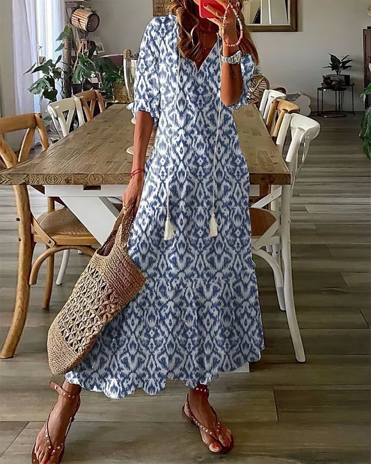 Robe Bohème à Manches Courtes pour Femmes