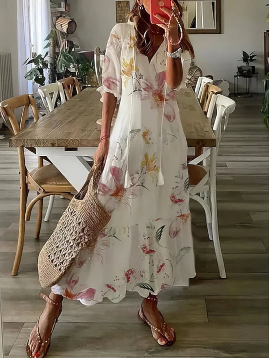 Robe Bohème à Manches Courtes pour Femmes