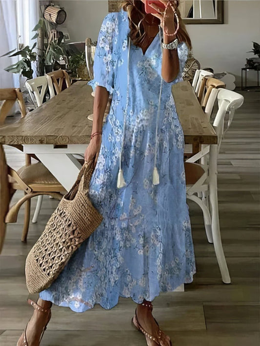 Robe Bohème à Manches Courtes pour Femmes