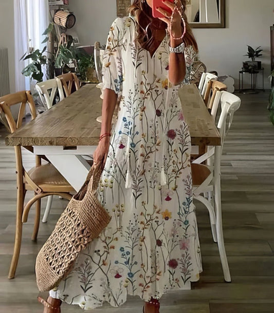 Robe Bohème à Manches Courtes pour Femmes