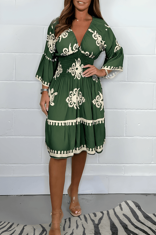 Robe Boho Élégante à Manches 3/4 pour Femmes