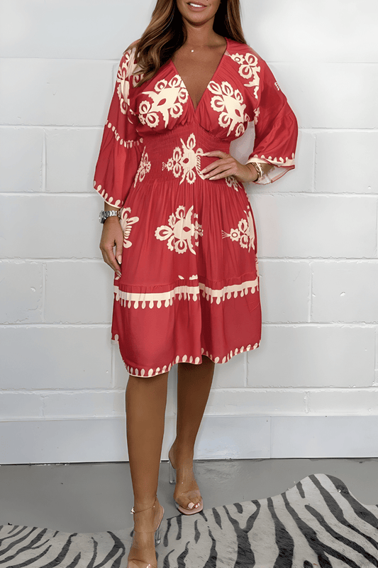 Robe Boho Élégante à Manches 3/4 pour Femmes