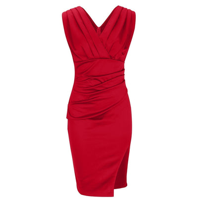 Robe Cintrée avec Décolleté en V et Fente pour Femmes