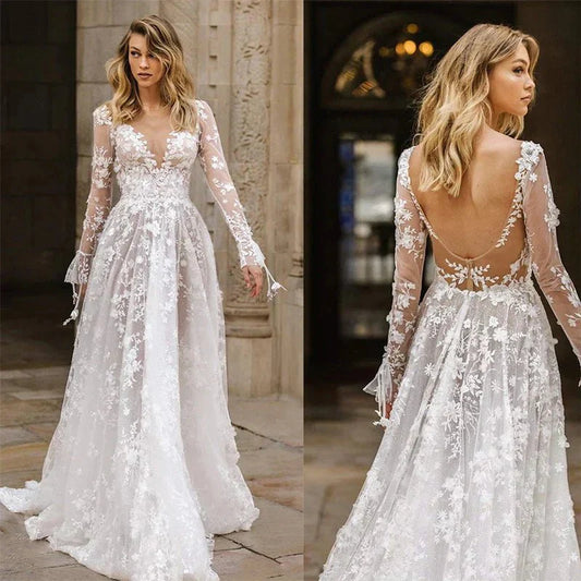 Robe de Mariée en Dentelle pour Femmes