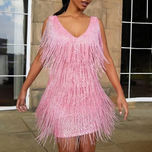 Robe Élégante à Enveloppe avec V-Ausschnitt pour Femmes