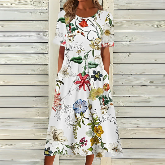Robe Élégante à Motif Floral pour Femmes