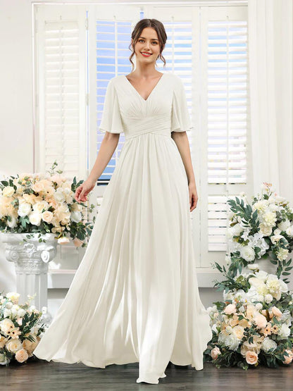 Robe Élégante à V-Ausschnitt pour Femmes