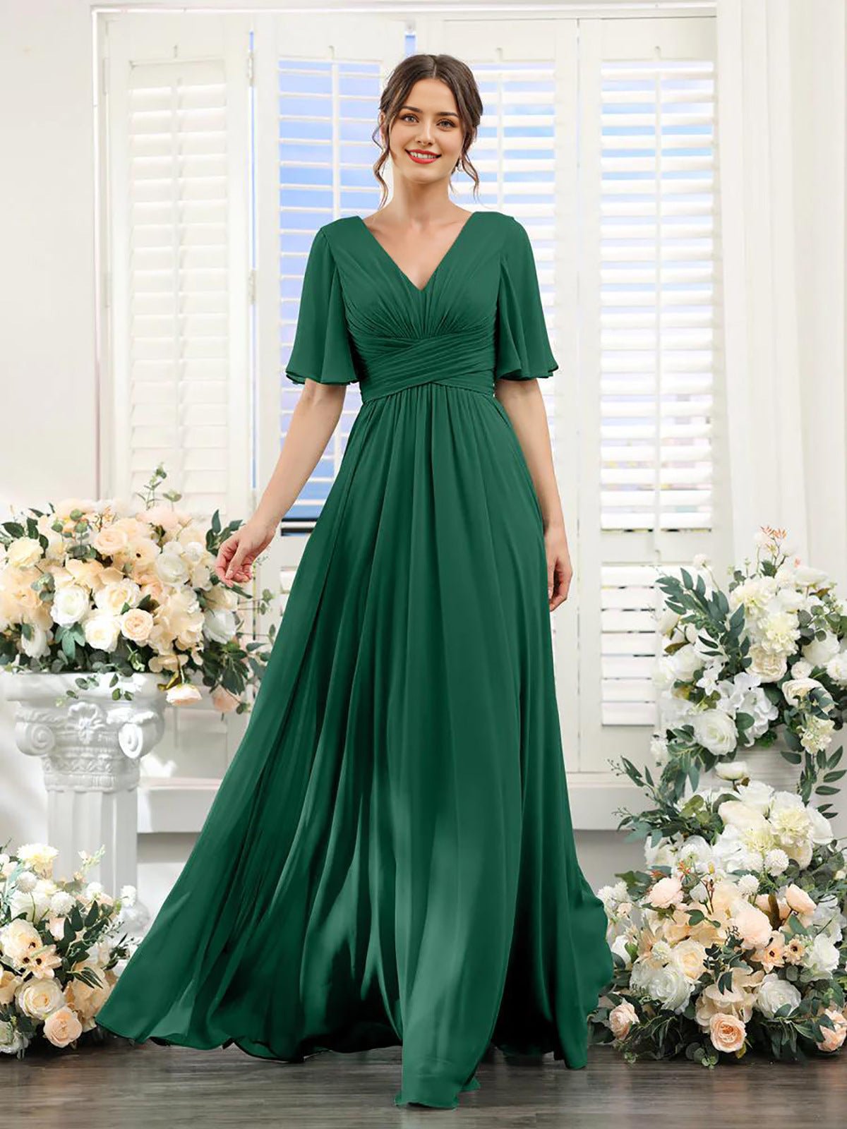 Robe Élégante à V-Ausschnitt pour Femmes