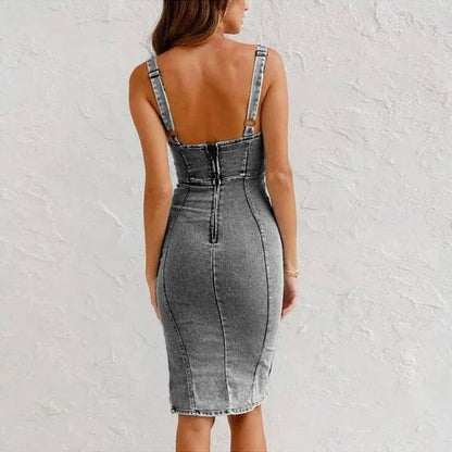 Robe en Jean Décontractée à Bretelles pour Femmes