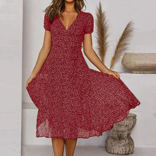 Robe Évasée à Décolleté en V pour Femmes