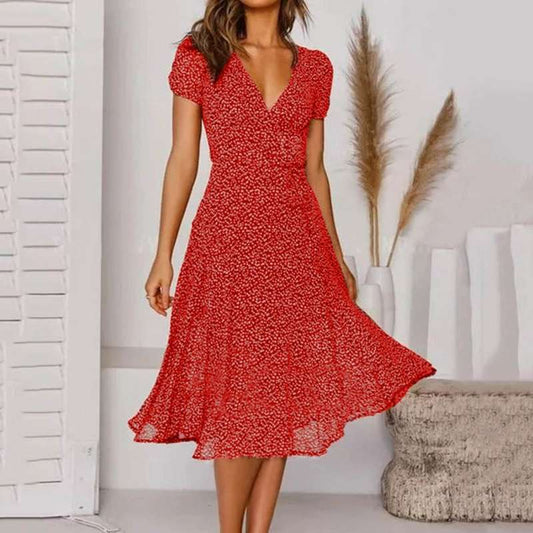 Robe Évasée à Décolleté en V pour Femmes