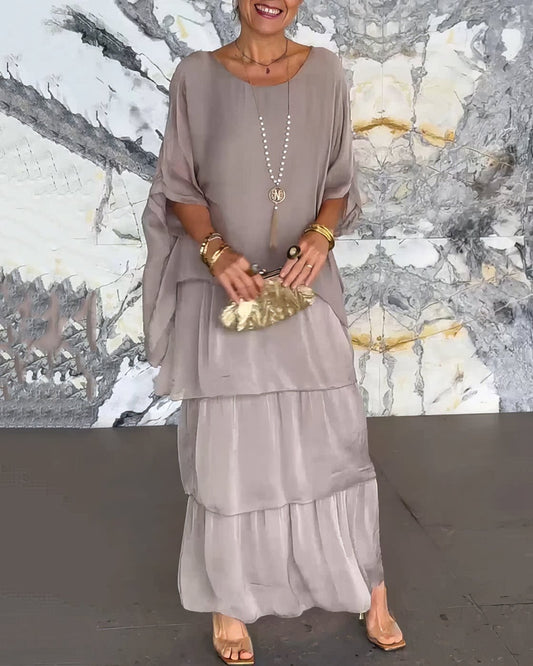 Robe Longue Droite à Manches Longues pour Femmes