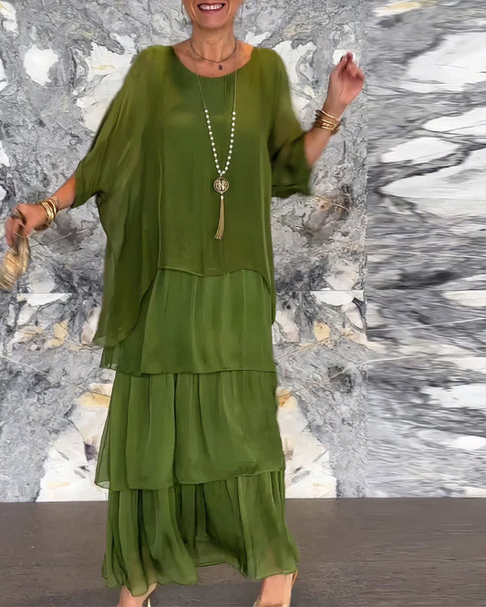 Robe Longue Droite à Manches Longues pour Femmes
