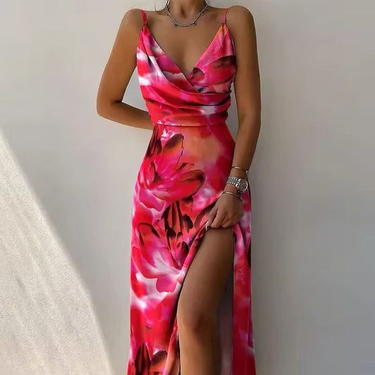 Robe Longue Évasée à Bretelles pour Femmes