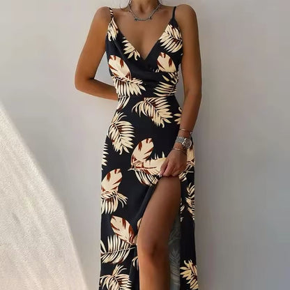 Robe Longue Évasée à Bretelles pour Femmes