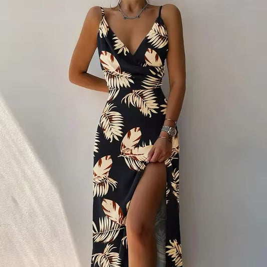 Robe Longue Évasée à Bretelles pour Femmes