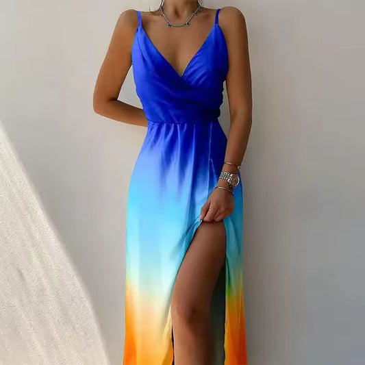 Robe Longue Évasée à Bretelles pour Femmes