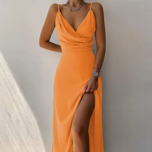 Robe Longue Évasée à Bretelles pour Femmes