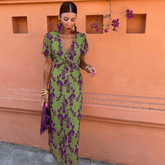 Robe Longue Plissée à Imprimé Élégant pour Femmes