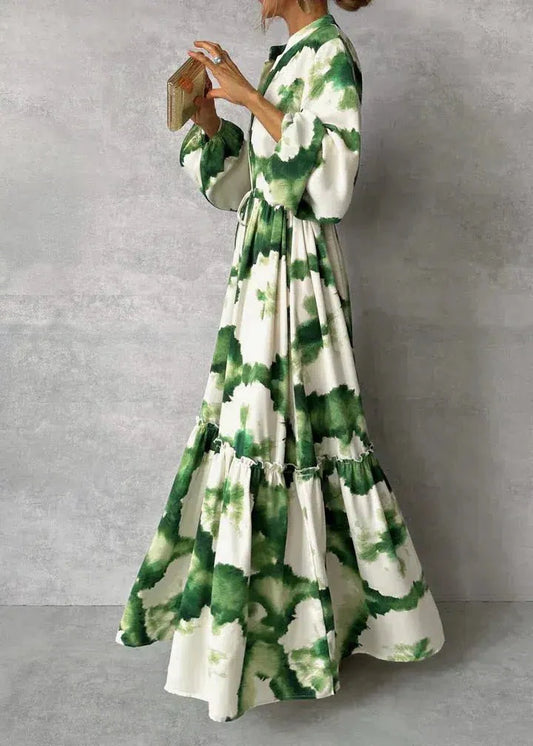 Robe Maxi Femme - Manches Longues - Col V - Design Élégant et Fluide