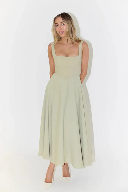 Robe Midi à Taille Haute pour Femmes