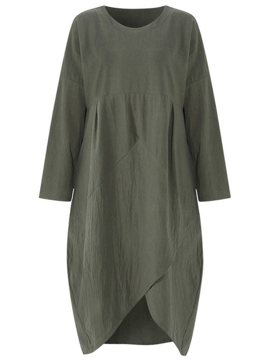 Robe Midi Irrégulière à Manches Longues pour Femmes