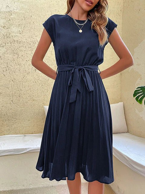 Robe Plissée à Manches Courtes pour Femmes