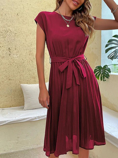 Robe Plissée à Manches Courtes pour Femmes