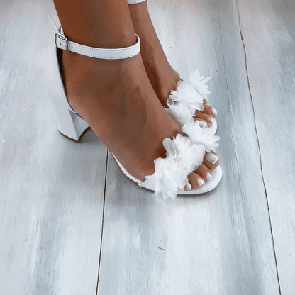 Sandales à Talons Hauts avec Décorations Florales pour Femmes