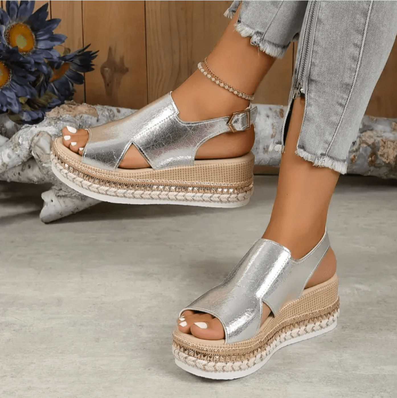 Sandales Confortables à Talon Épais pour Femmes