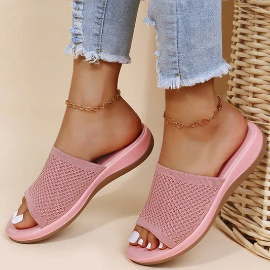 Sandales Confortables pour Femmes en Rose et Bleu