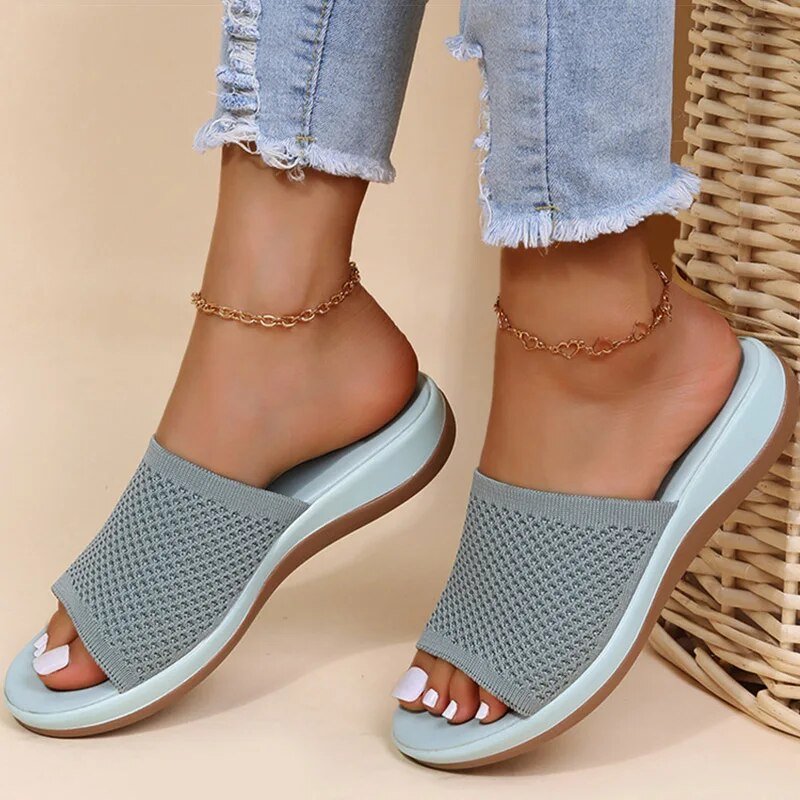 Sandales Confortables pour Femmes en Rose et Bleu